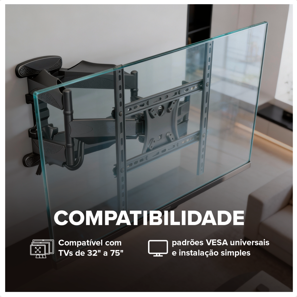 ARGX P5 compatível com TVs de 32 a 75 polegadas e padrões VESA universais