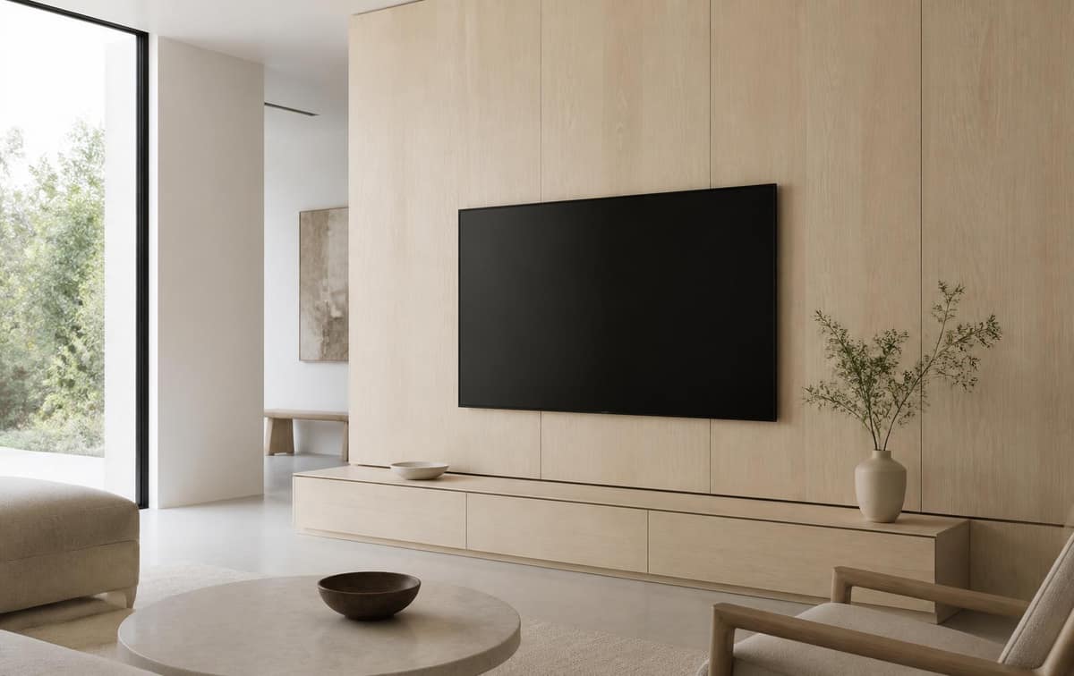 Instalação finalizada: TV slim rente a um painel de parede